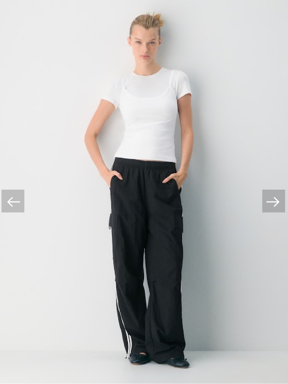 Aritzia Barry Cargo Track Pants in Black / White